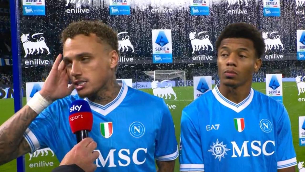 Il giocatore del Napoli Noa Lang è intervenuto a Sky Sport, durante il post-partita di Napoli-Atalanta Il giocatore del Napoli Noa Lang è intervenuto a Sky Sport, durante il post-partita di Napoli-Atalanta