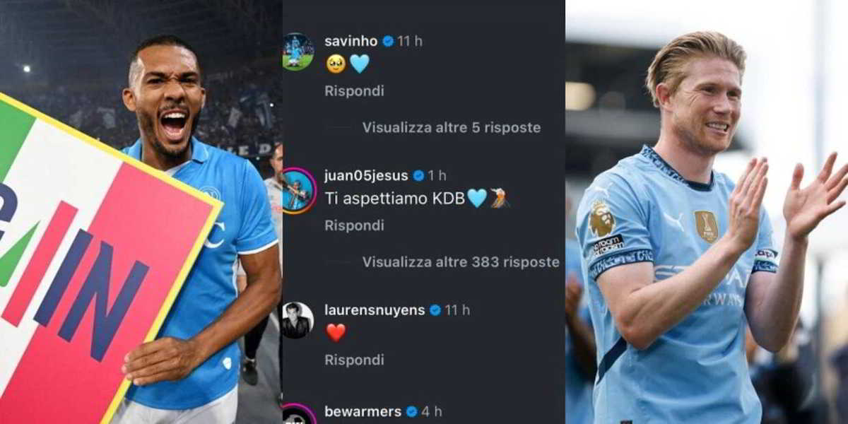 De Bruyne-Napoli: Juan Jesus lo chiama, "Ti aspettiamo KDB!" De Bruyne-Napoli: Juan Jesus lo chiama, "Ti aspettiamo KDB!"