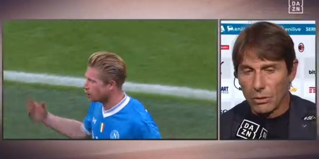 Antonio Conte commenta la Reazione di De Bruyne al cambio nel corso di Milan-Napoli Antonio Conte commenta la Reazione di De Bruyne al cambio nel corso di Milan-Napoli