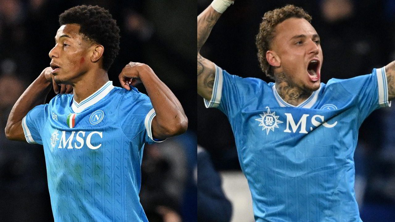 David Neres e Noa Lang esultanza Napoli Atalanta nuovo modulo 