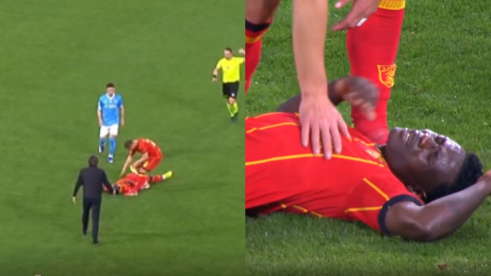 Paura al Maradona, malore per Banda nel finale di Napoli Lecce: sviene dopo un colpo al petto. Le sue condizioni